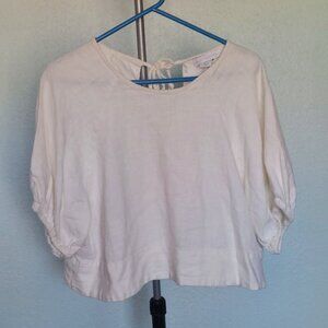 House of Harlow 1960 White Linen Blend Puff Sleeve Blouse, Size XL